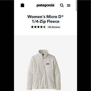 PATAGONIA Women’s Micro D 1/4-Zip Fleece White Med